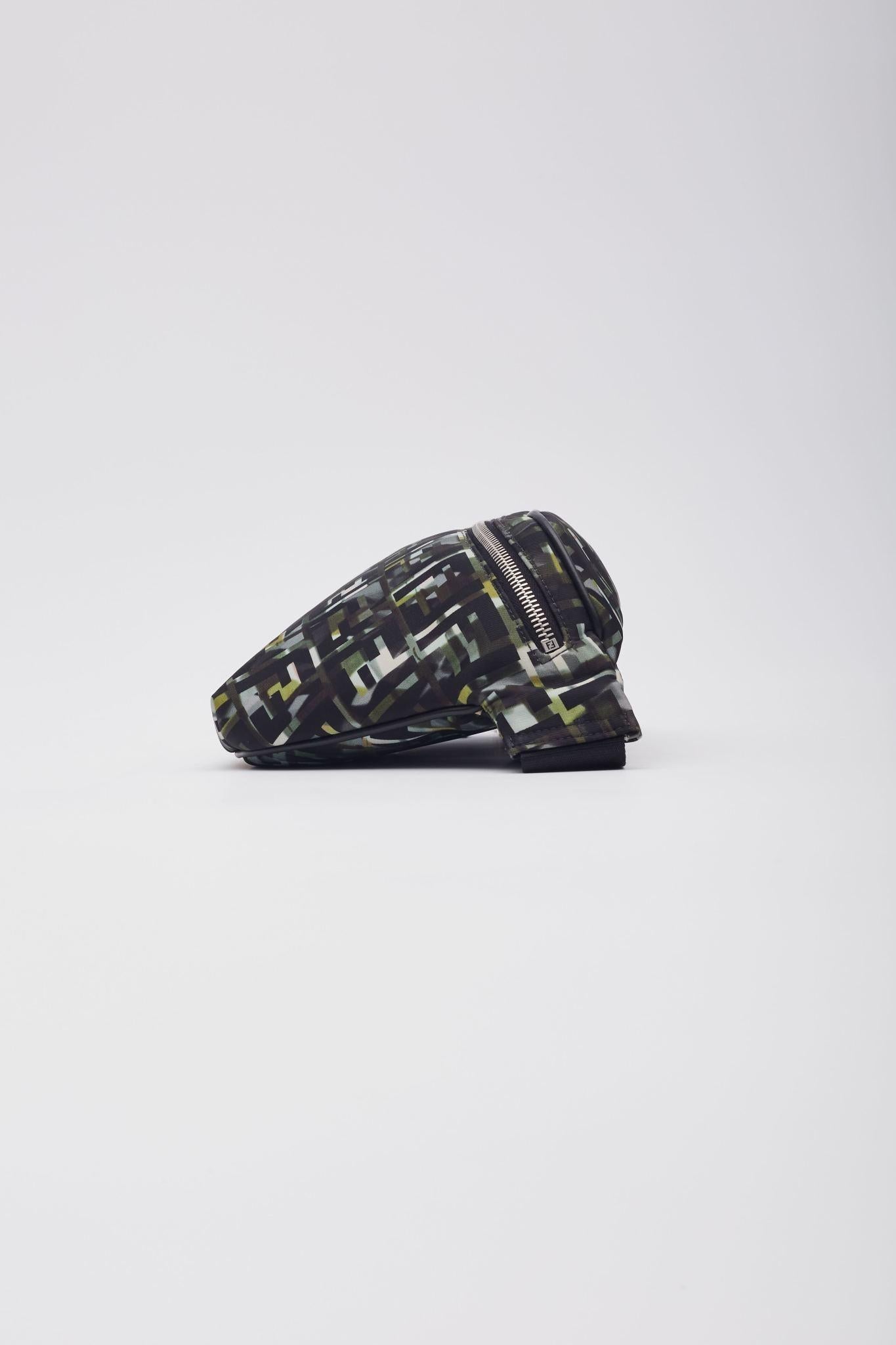Fendi Nylon Camouff Black Green Belt Bag For Sale 4
