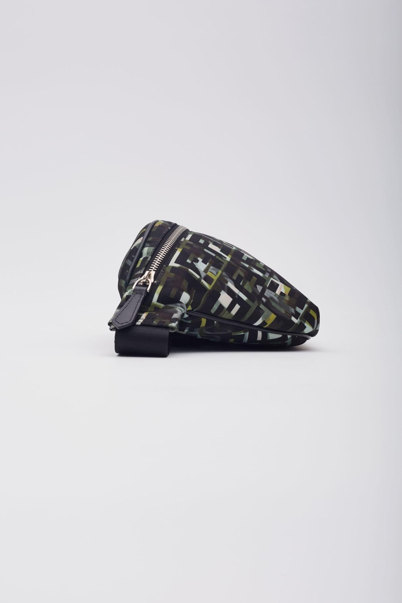 Fendi Nylon Camouff Black Green Belt Bag For Sale 5