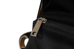 Fendi Nylon Vitello Drawstring Backpack Black Leather Logo Yellow Straps