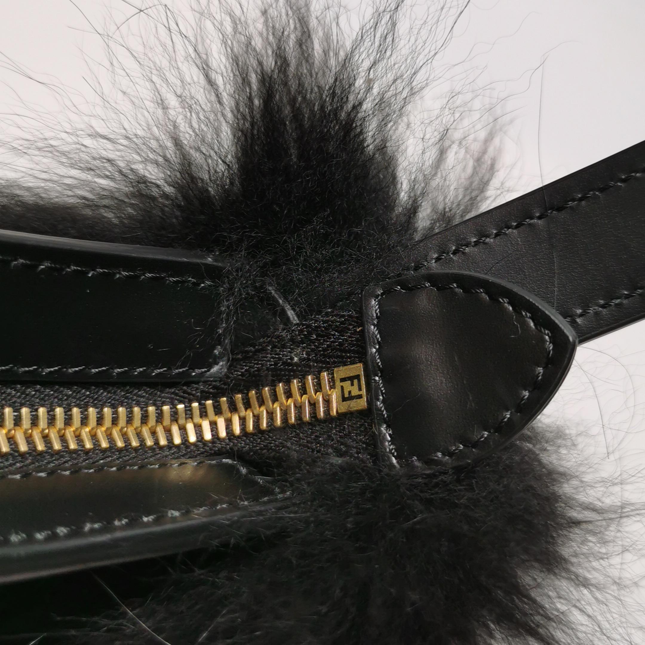 Bolso de hombro FENDI O Lock de piel sintética y cuero negro en venta 10