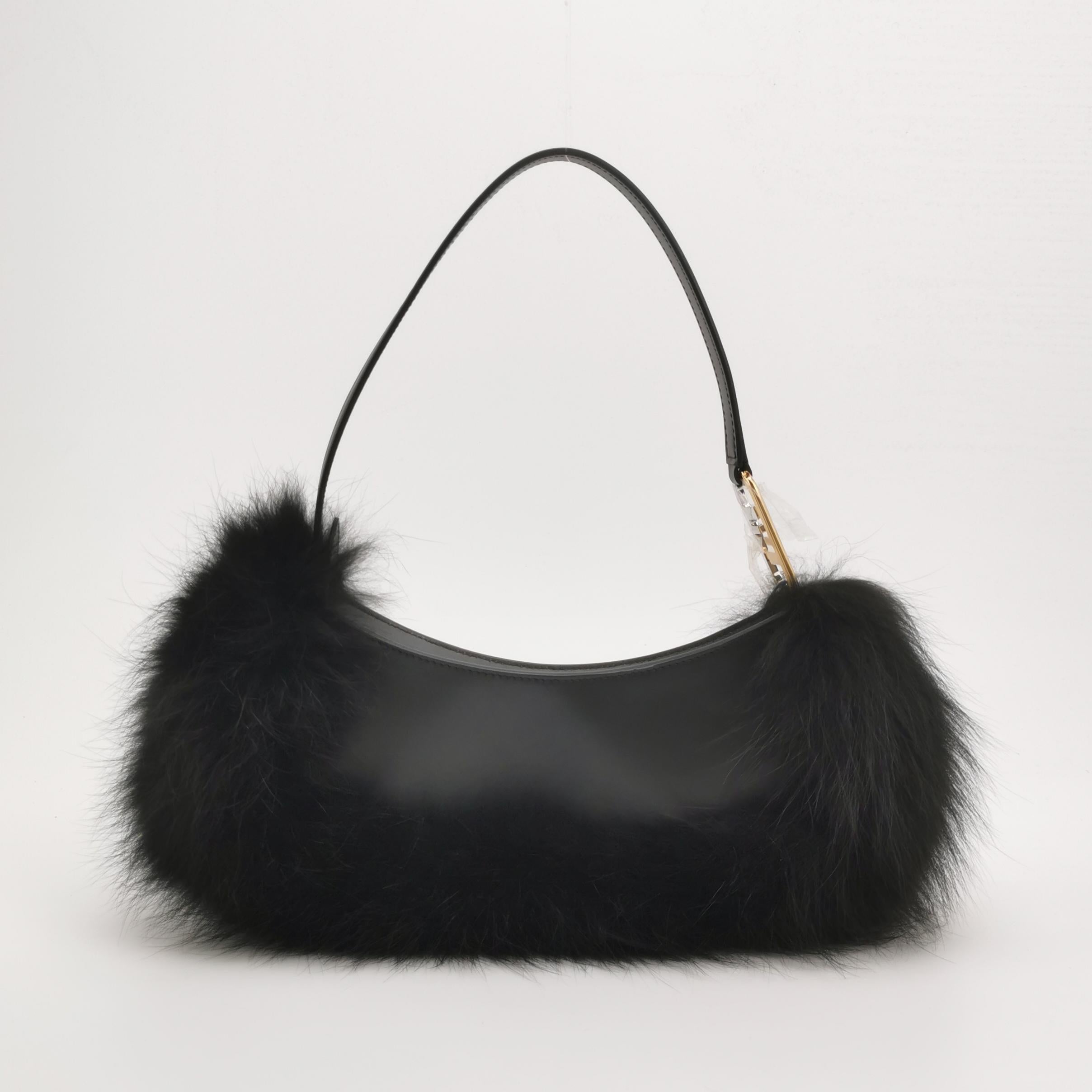 De las mujeres Bolso de hombro FENDI O Lock de piel sintética y cuero negro en venta