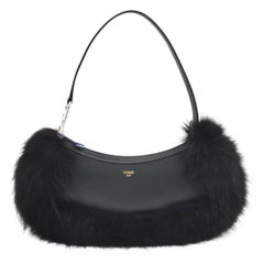FENDI O Lock - Borsa a tracolla in pelle ed ecopelliccia nera