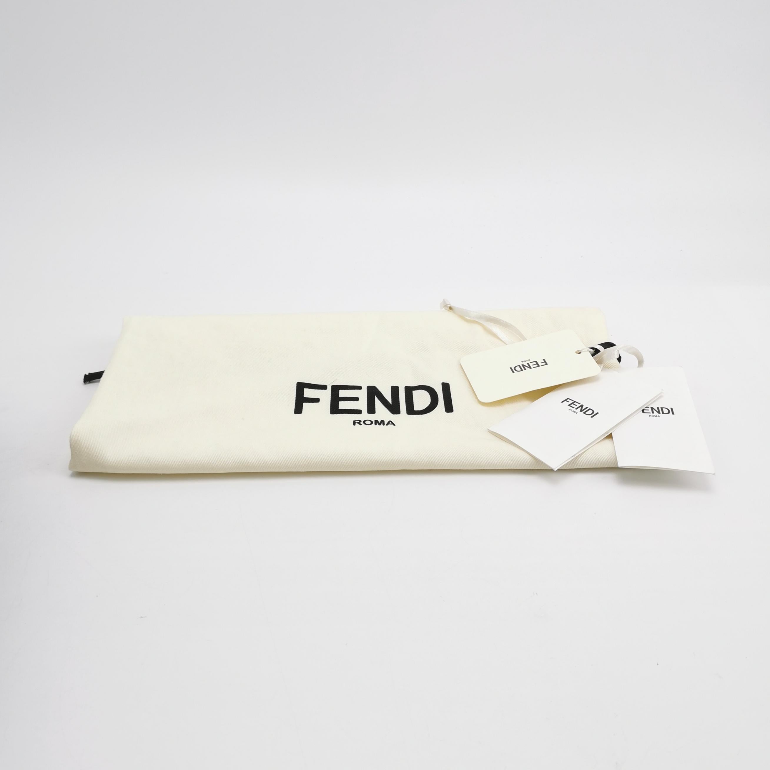 FENDI O Lock Sac à bandoulière en cuir et fausse fourrure marine en vente 6