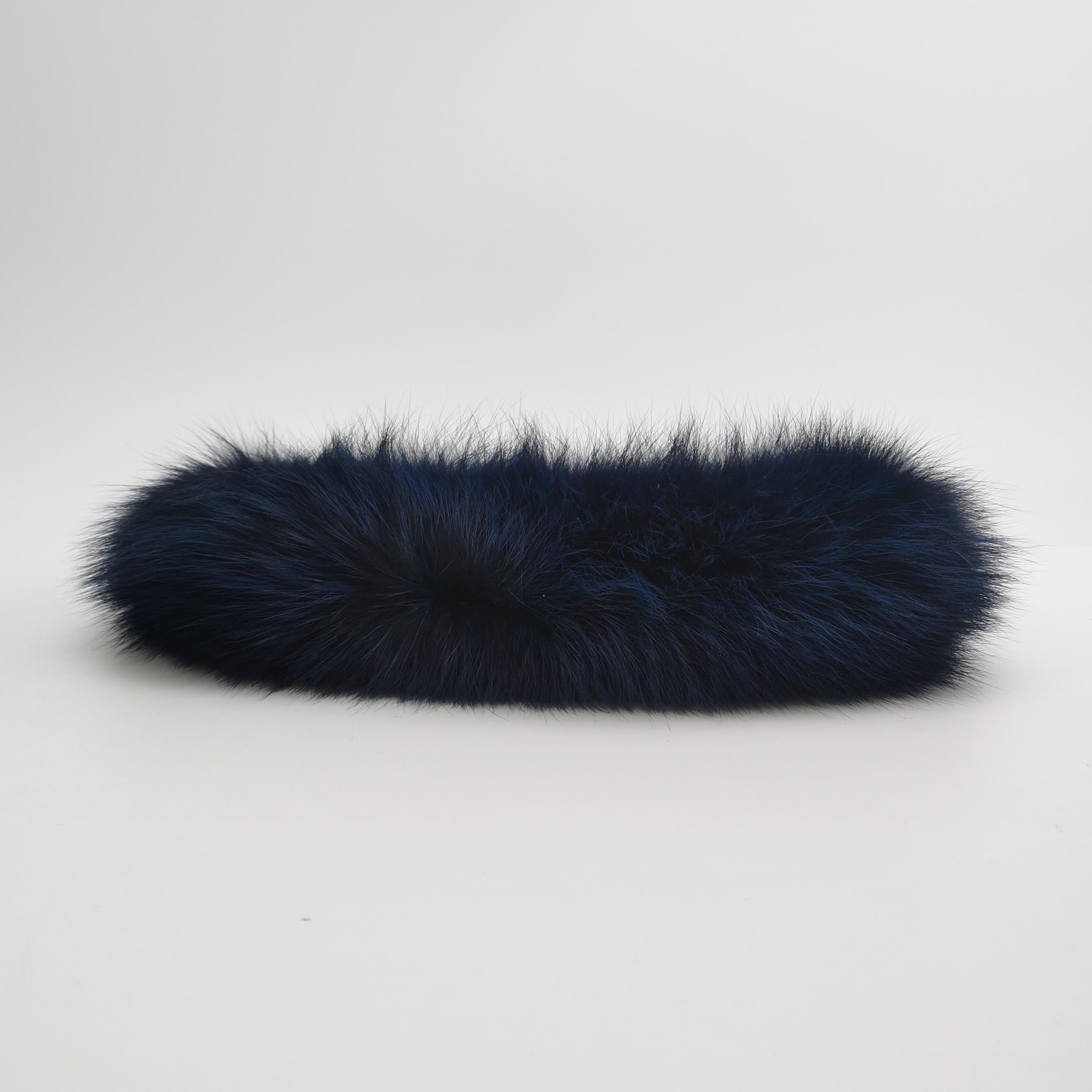 FENDI O Lock Sac à bandoulière en cuir et fausse fourrure marine en vente 1