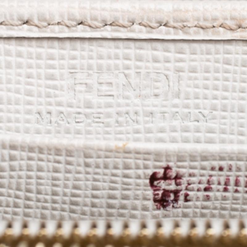 Fendi Off White/Black Leather Envelope Continental Geldbörse im Angebot 5