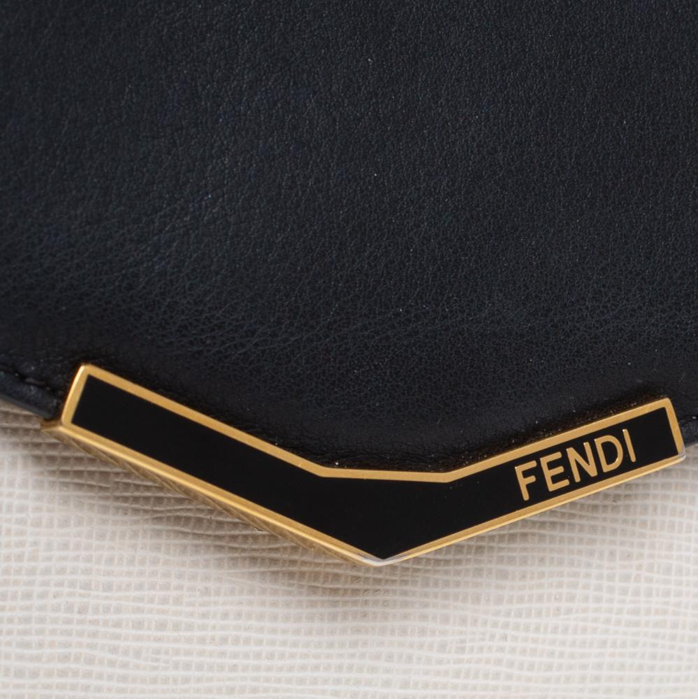 Fendi Off White/Black Leather Envelope Continental Wallet 1