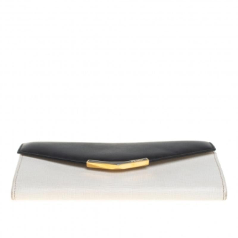 Fendi Off White/Black Leather Envelope Continental Geldbörse im Angebot 3