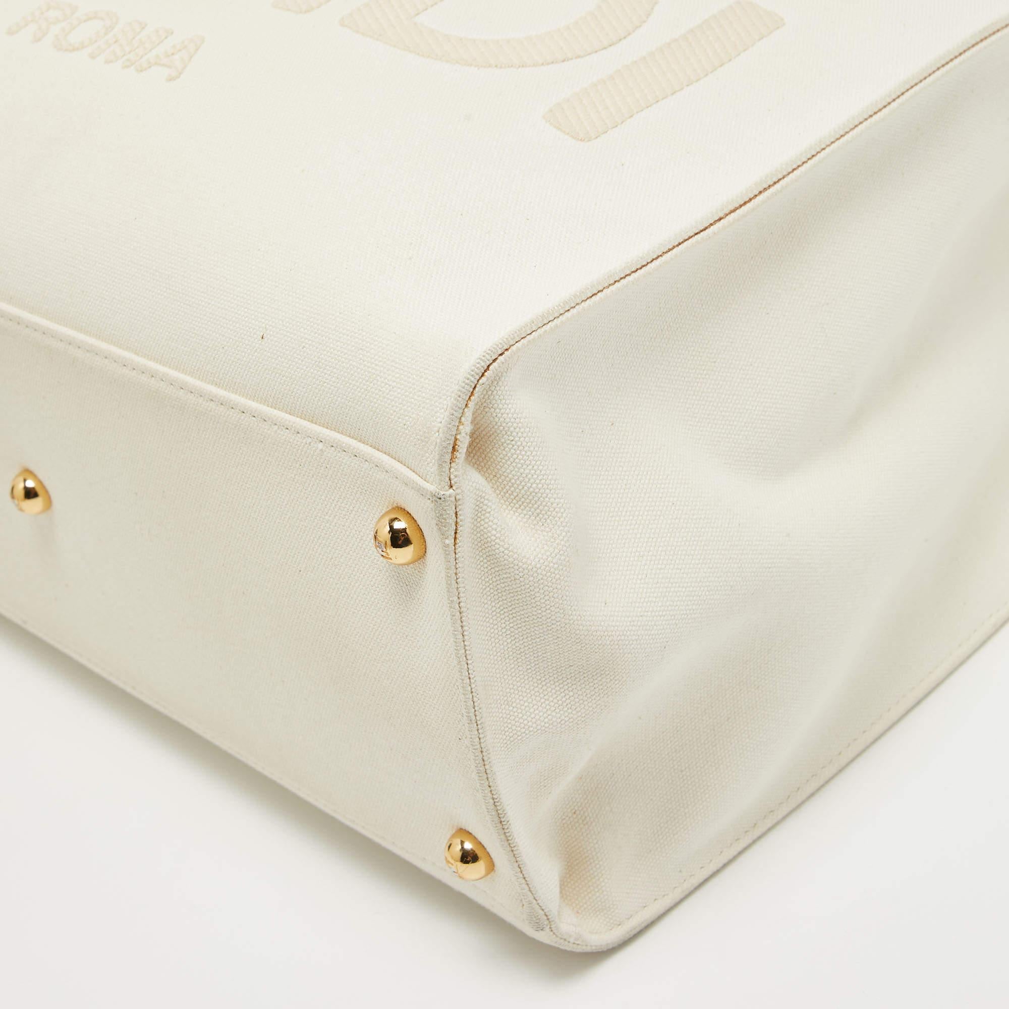 Fendi Off White Canvas and Leather Medium Sunshine Tote 3