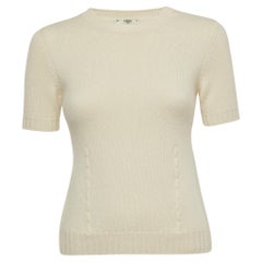 Fendi Off-White Cashmere Half Sleeve Pullover Top S
