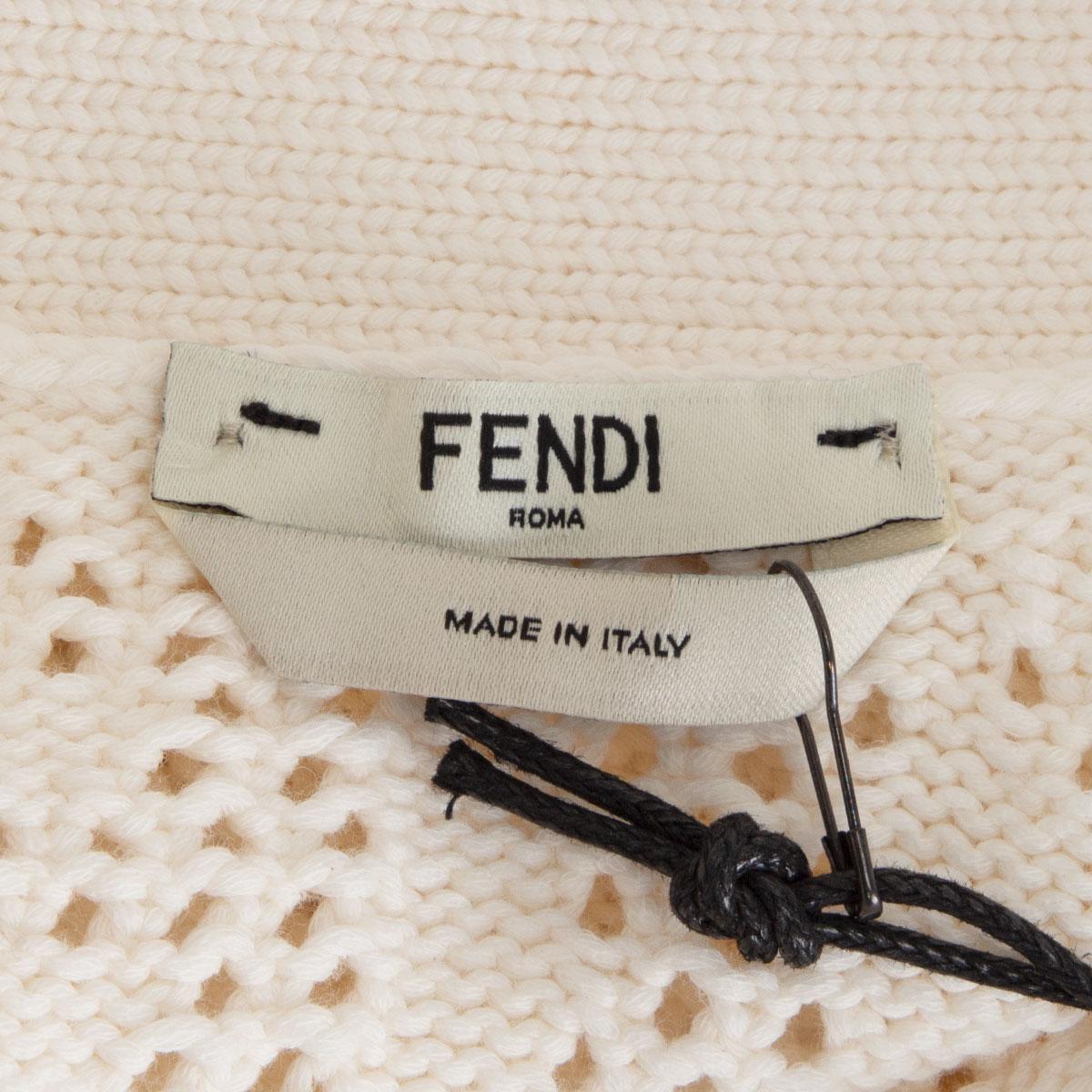FENDI off-white cotton 2021 PERFORATED Cardigan Sweater 40 S In Excellent Condition In Zürich, CH