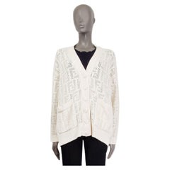 FENDI off-white cotton 2021 PERFORATED Cardigan Sweater 40 S