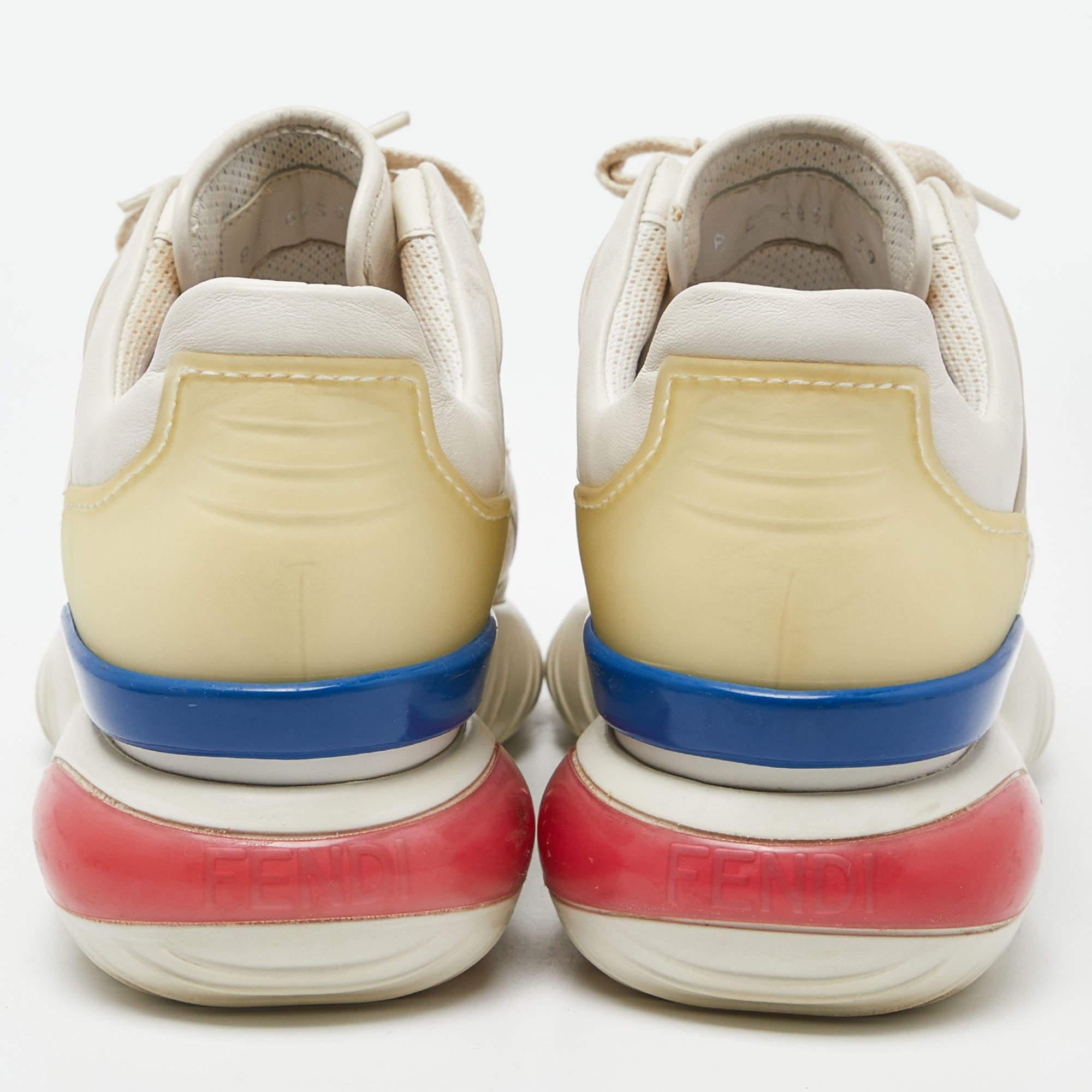 Fendi Off White Leather and Rubber Fendi Fila Mania Sneakers Size 39 1