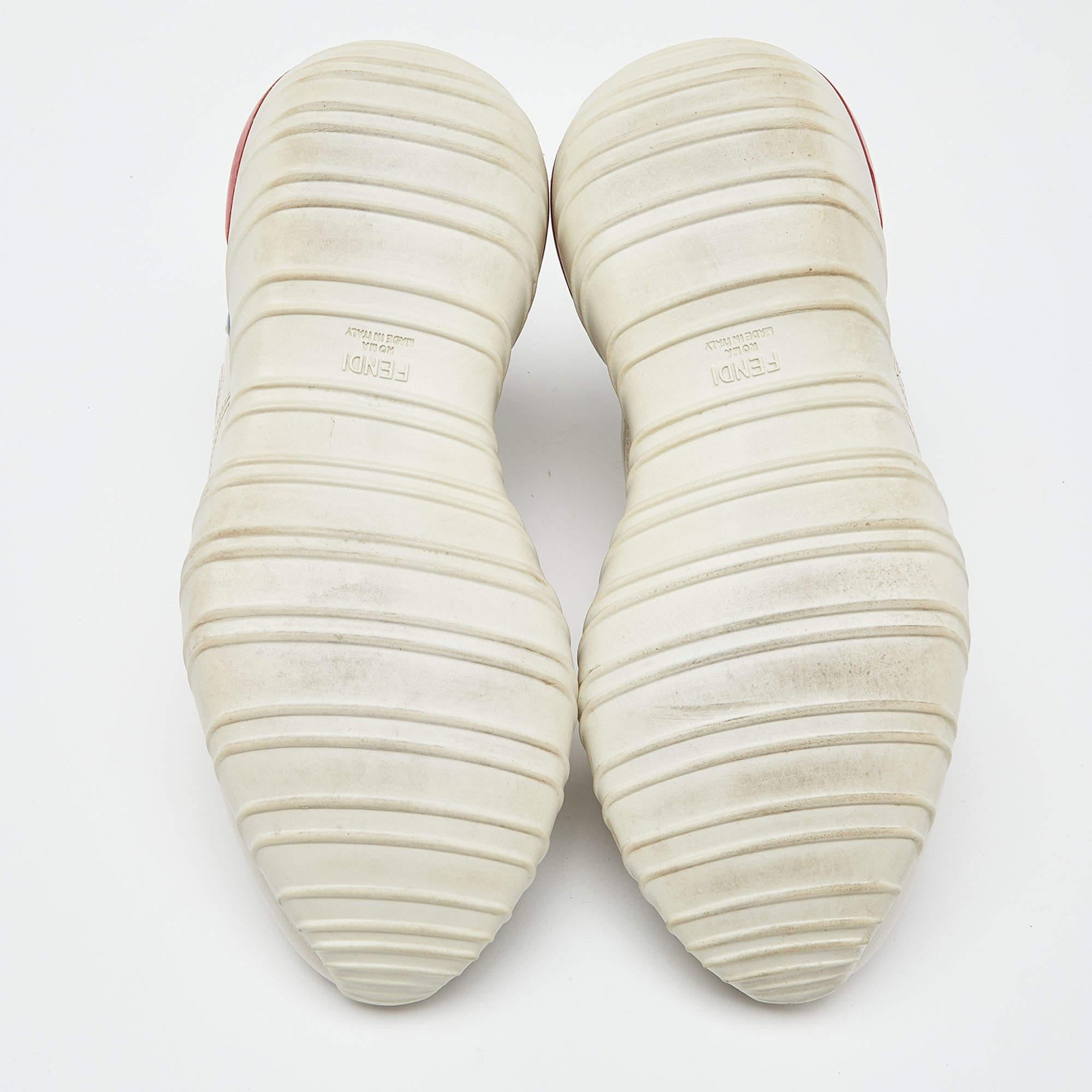 Fendi Off White Leather and Rubber Fendi Fila Mania Sneakers Size 39 2