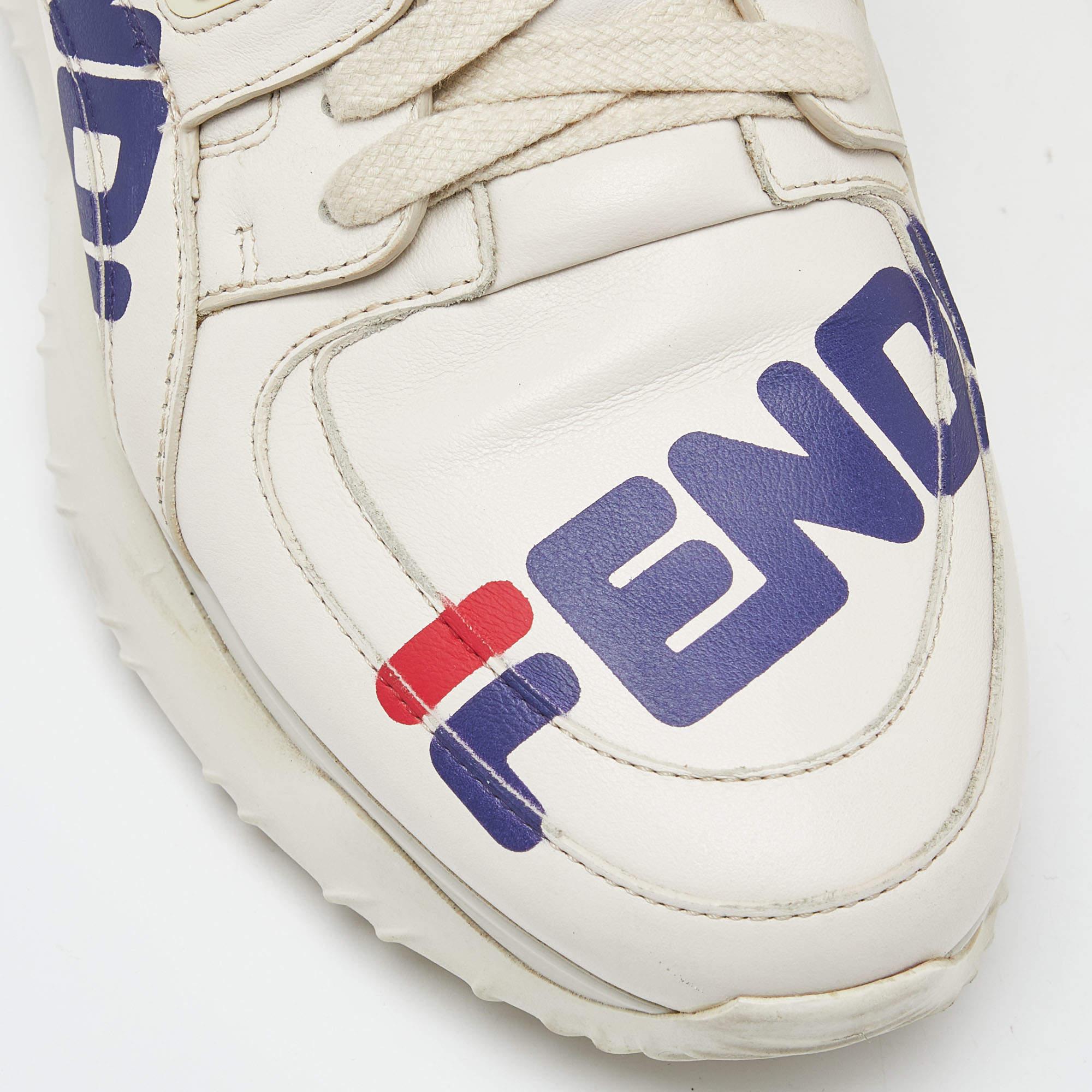 Fendi Off White Leather and Rubber Fendi Fila Mania Sneakers Size 39 4
