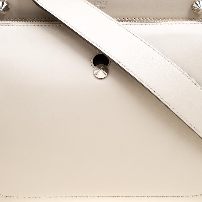 Fendi Off White Leather Dotcom Top Handle Bag 7