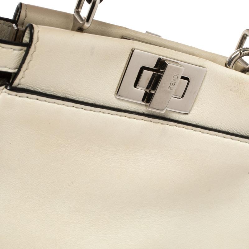 Fendi Off White Leather Micro Peekaboo Crossbody Bag 8