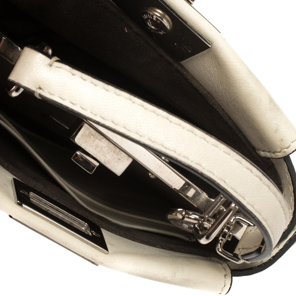 Fendi Off White Leather Micro Peekaboo Crossbody Bag 2