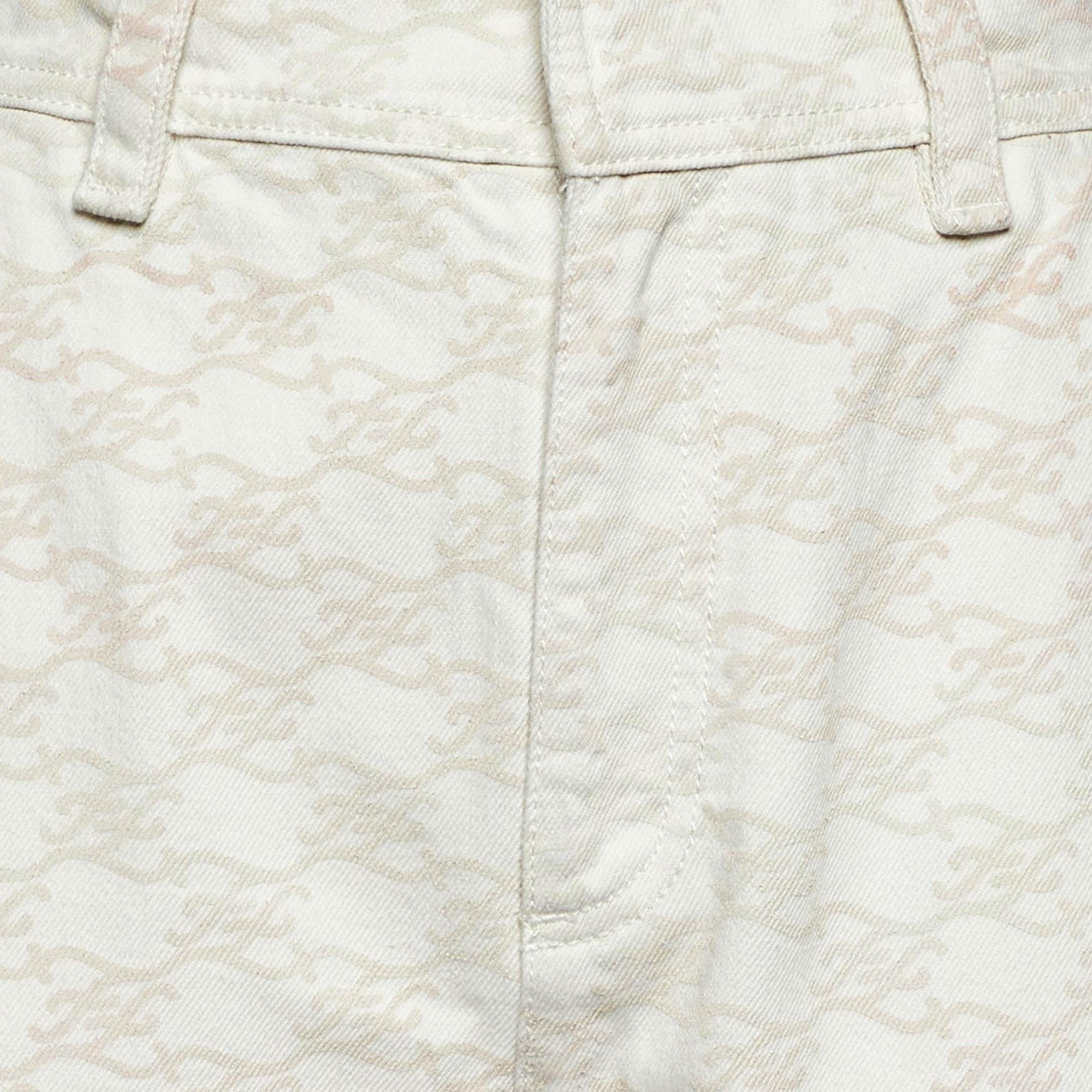 Gris Fendi Off-White Monogram Print Denim High Rise Jeans M Waist 27