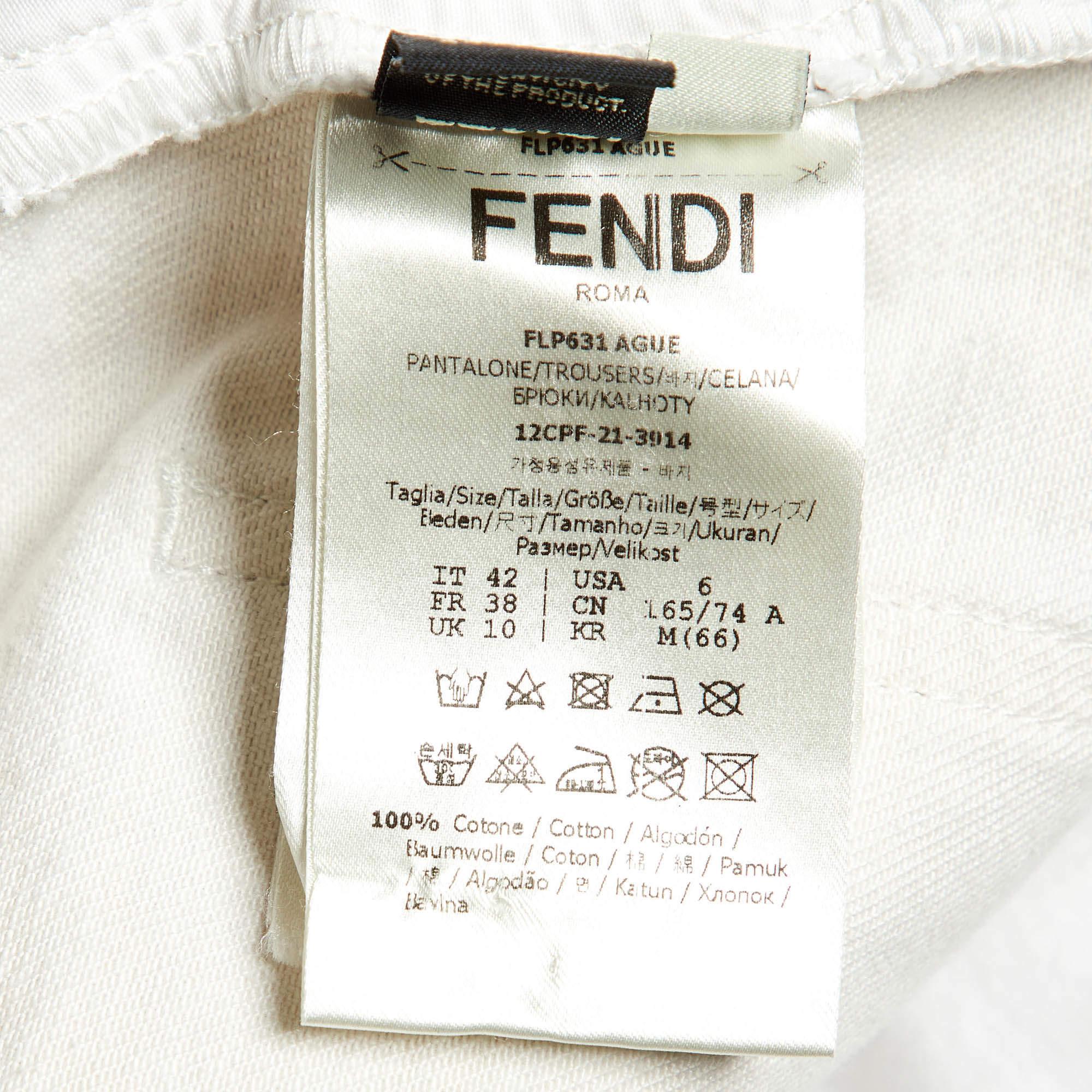  Fendi Off-White Monogram Print Denim High Rise Jeans M Waist 27