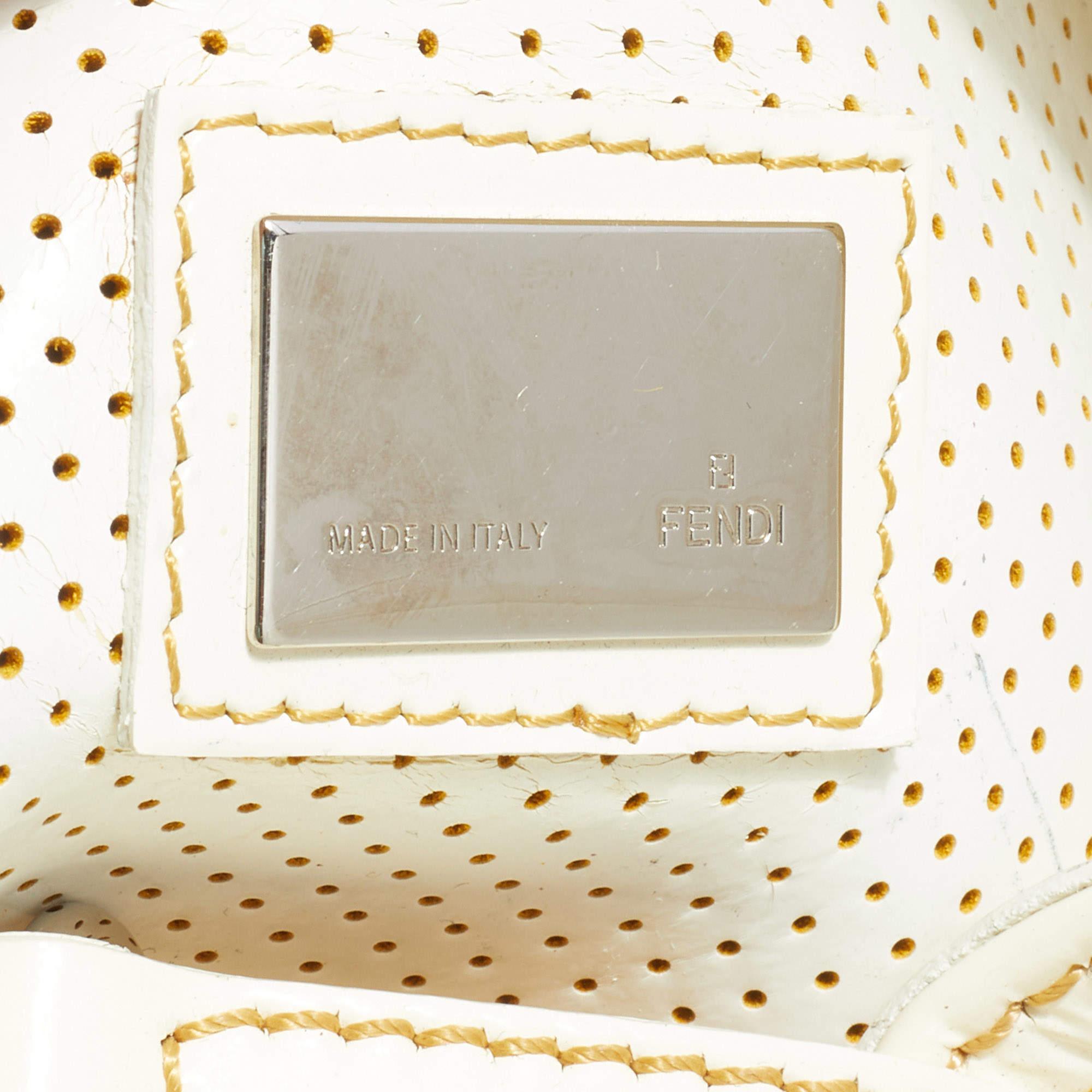 Fendi Off White Perforated Patent Leather Chef De Jour Bag 9