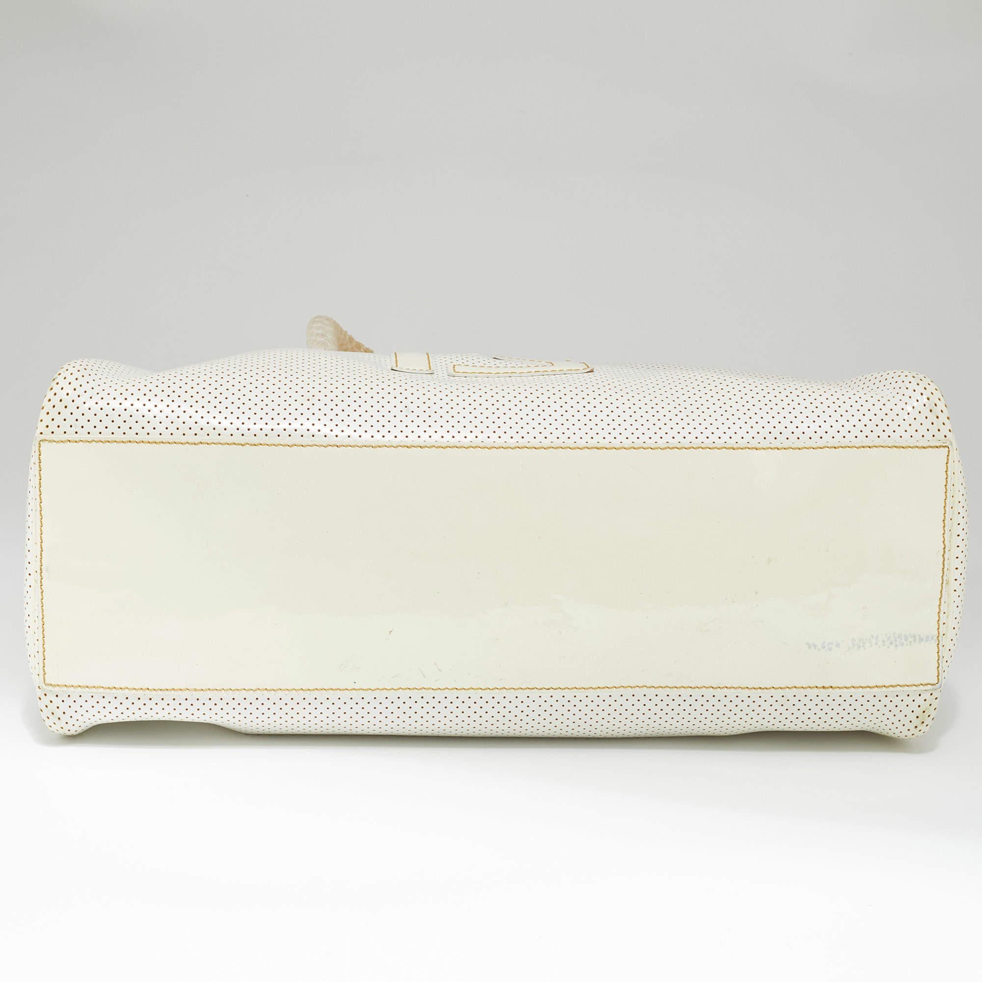 Fendi Off White Perforated Patent Leather Chef De Jour Bag 1