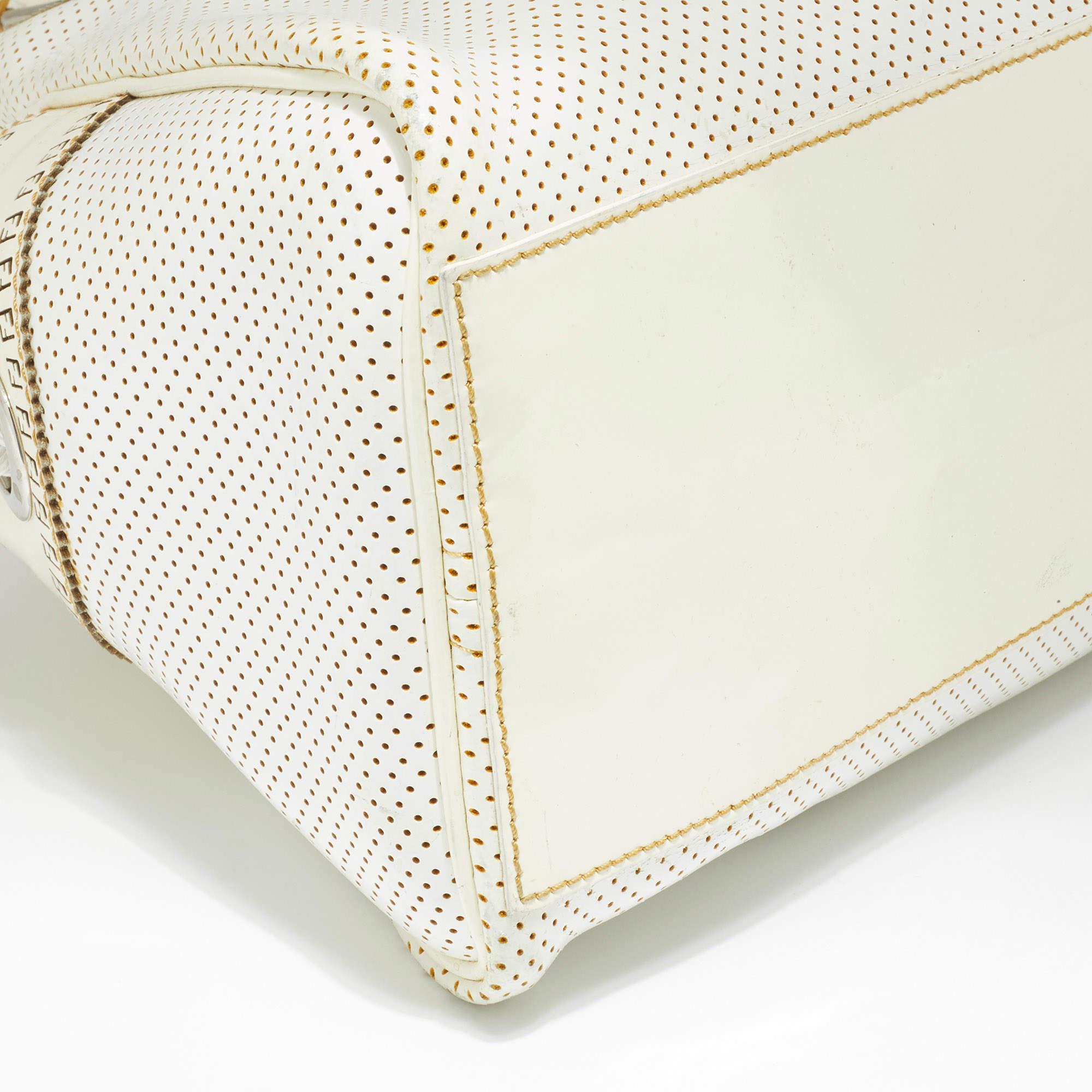 Fendi Off White Perforated Patent Leather Chef De Jour Bag 2