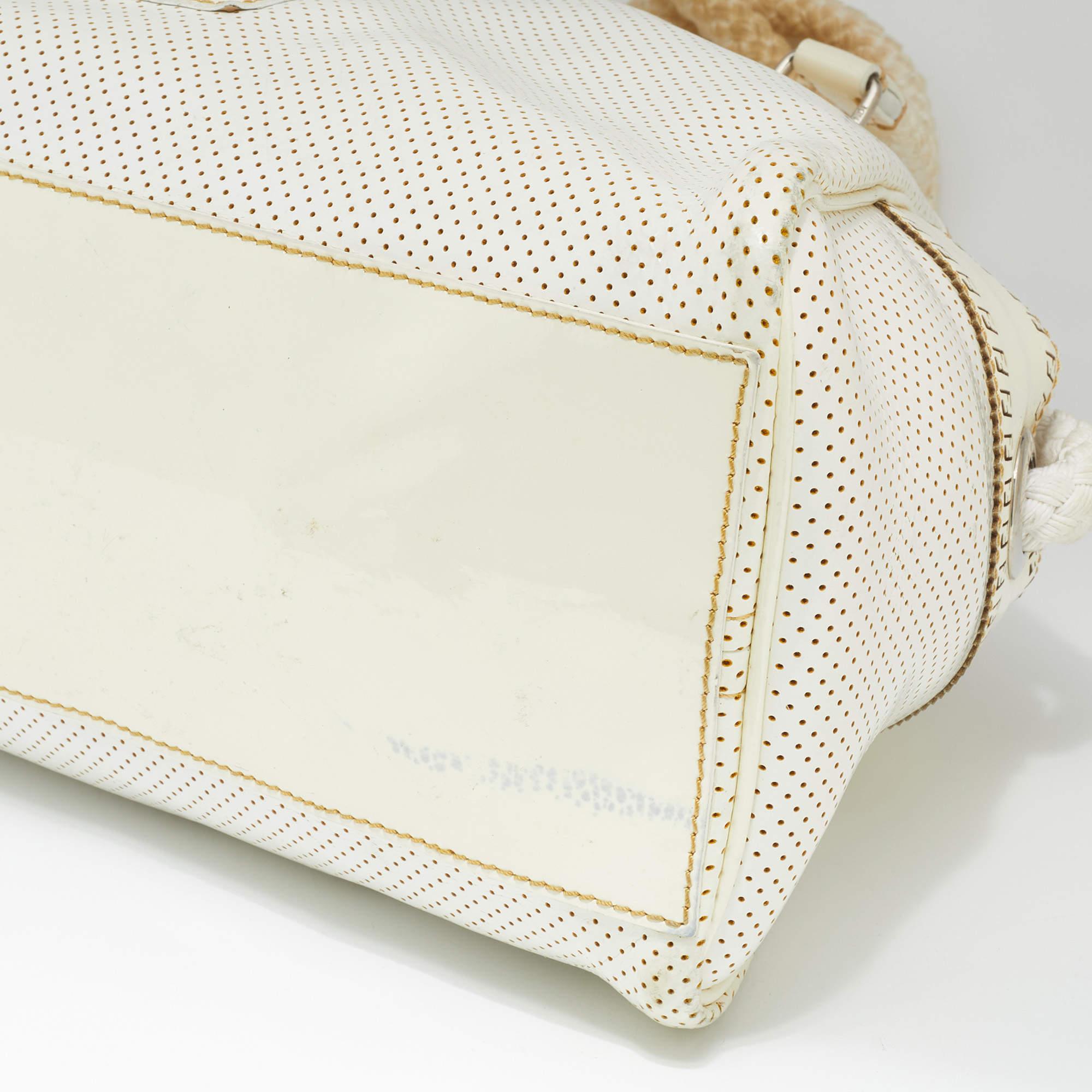 Fendi Off White Perforated Patent Leather Chef De Jour Bag 3