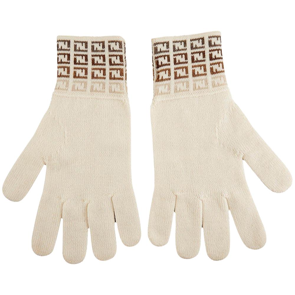 FENDI Off-White Wool Gloves