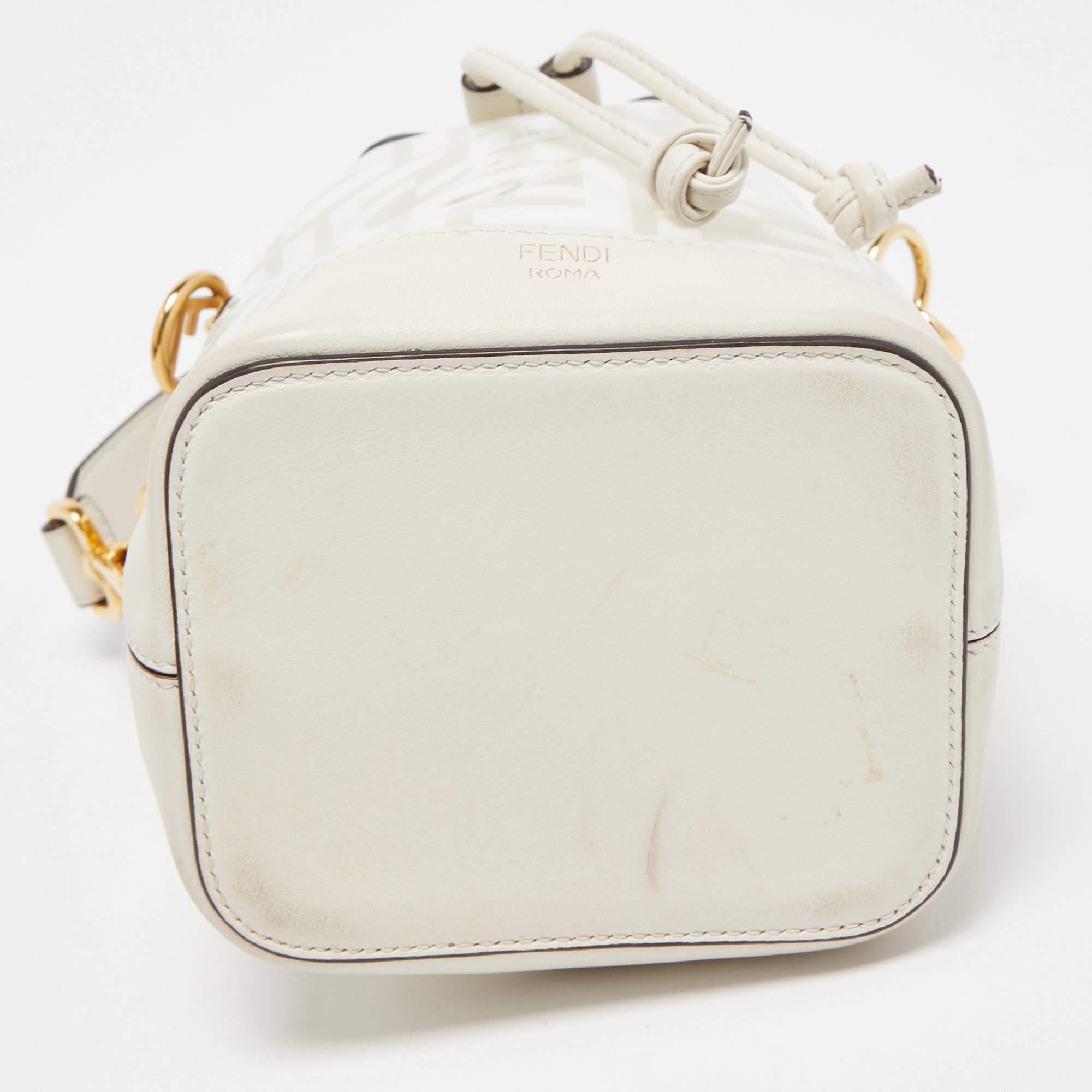 Fendi Off White Zucca PVC and Leather Mini Mon Tresor Bucket Bag 1