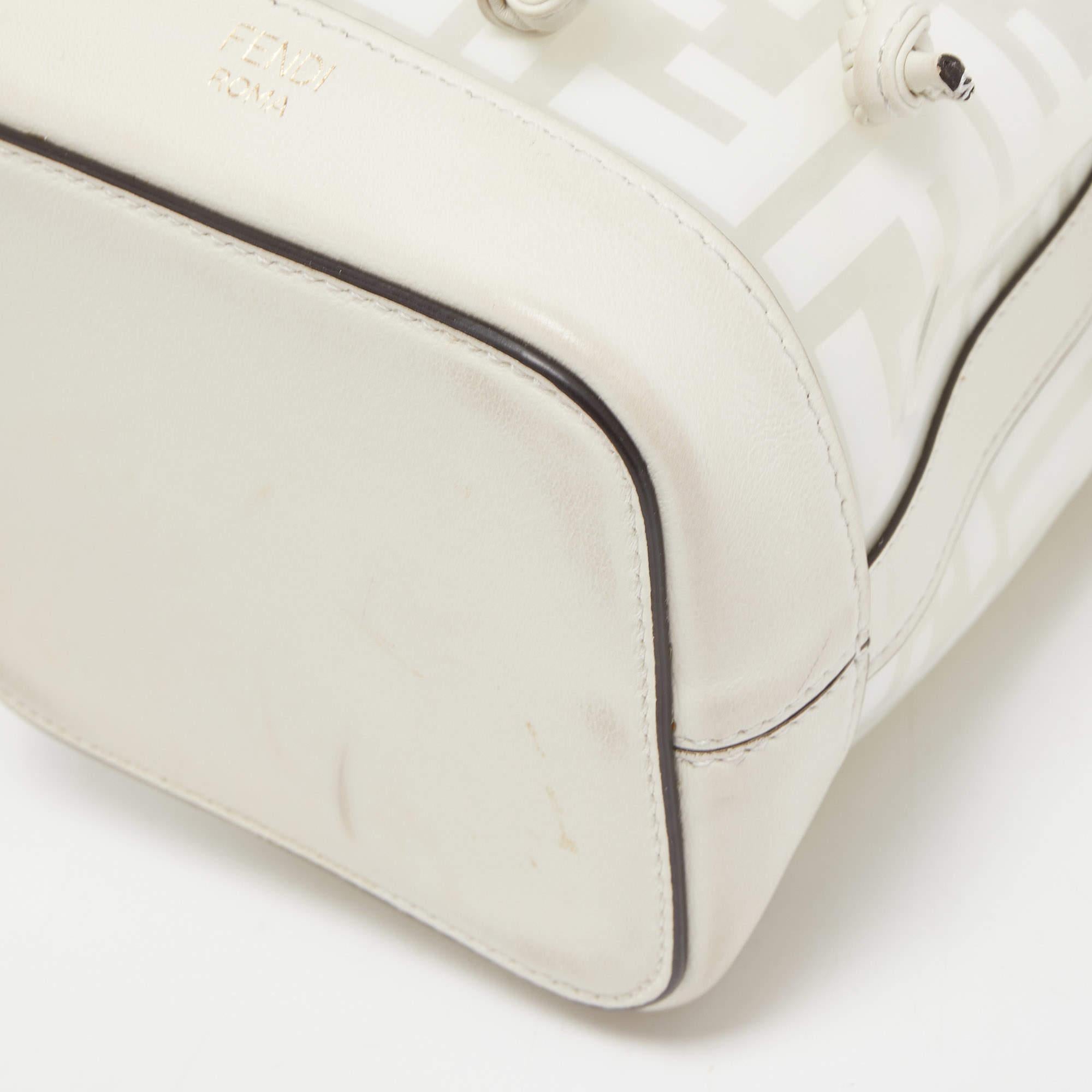 Fendi Off White Zucca PVC and Leather Mini Mon Tresor Bucket Bag 3