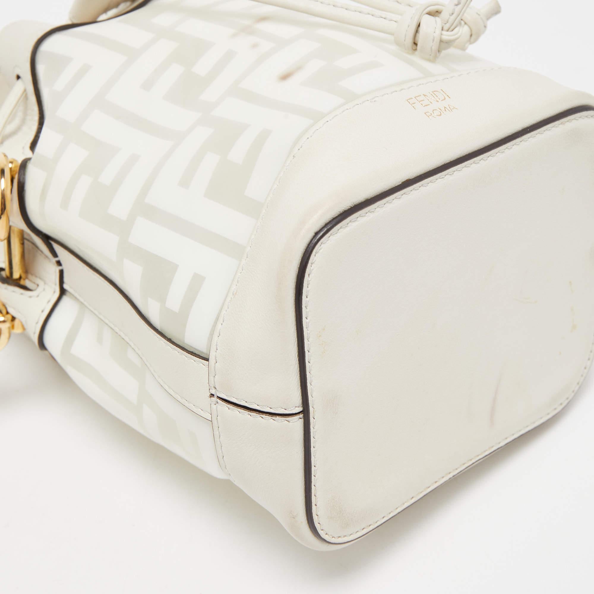 Fendi Off White Zucca PVC and Leather Mini Mon Tresor Bucket Bag 5
