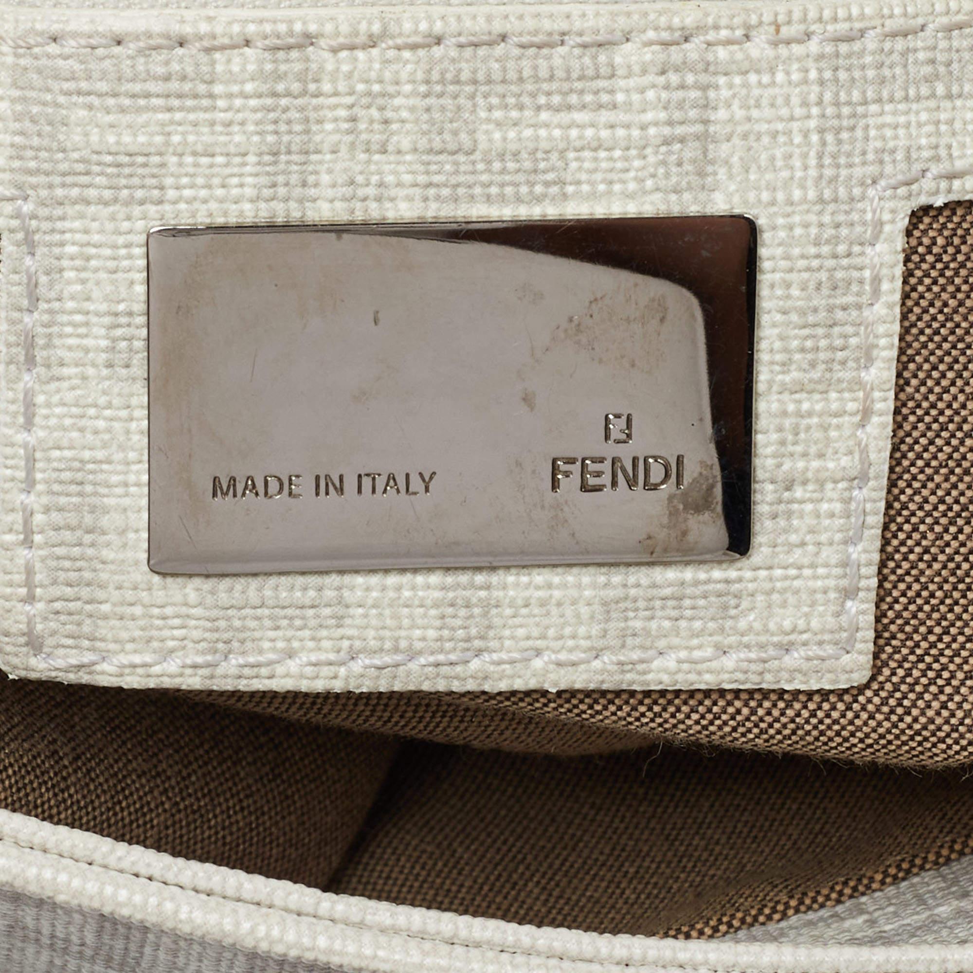 Fendi Off White Zucchino Coated Canvas Mama Forever Shoulder Bag For Sale 11