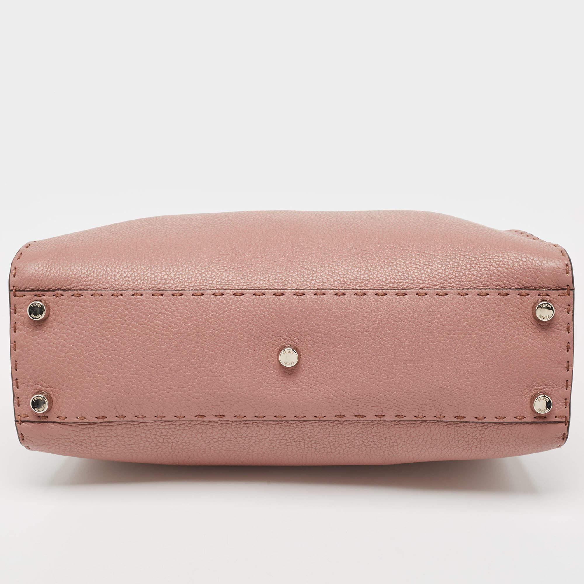 Fendi Old Rose Leather Medium Peekaboo Top Handle Bag 1