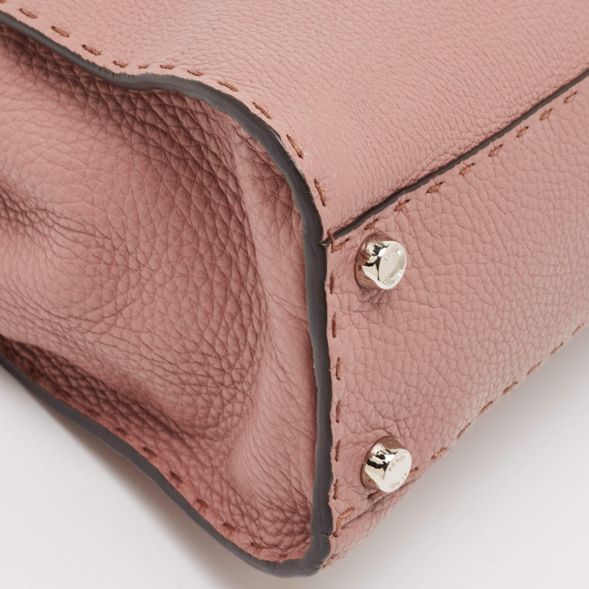 Fendi Old Rose Leather Medium Peekaboo Top Handle Bag 2
