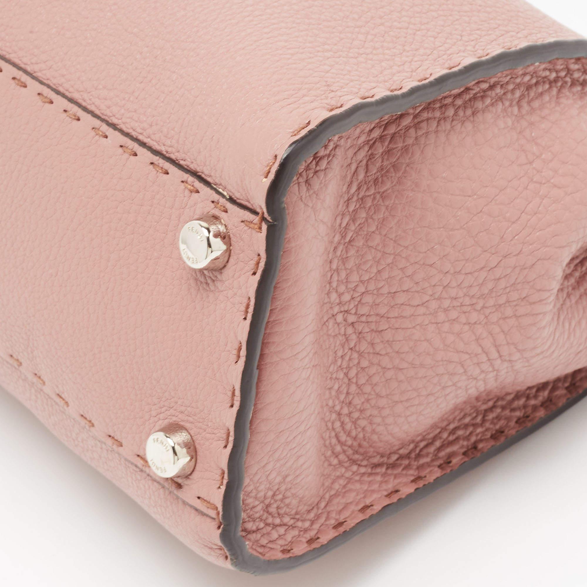 Fendi Old Rose Leather Medium Peekaboo Top Handle Bag 3