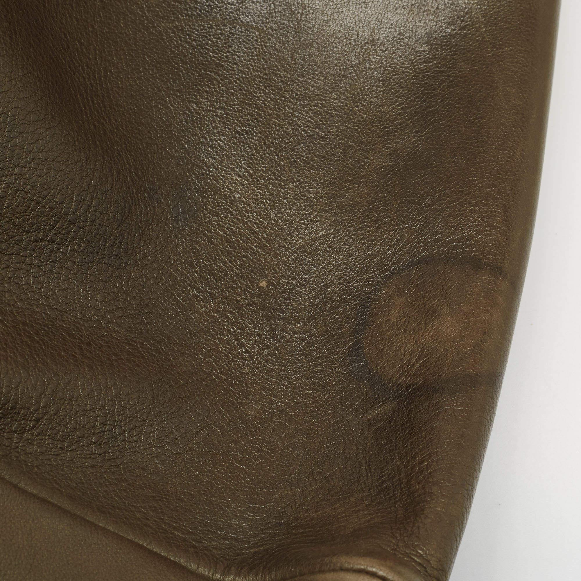 Fendi Olive Green/Beige Selleria Leather Large Peekaboo Top Handle Bag For Sale 5