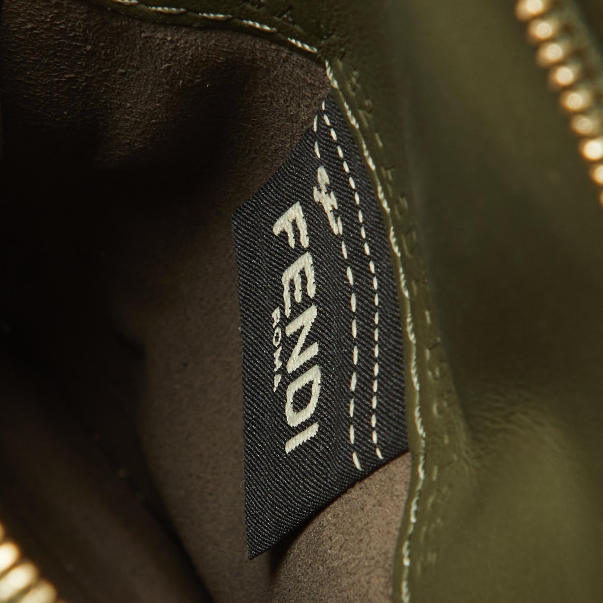 Fendi Olive Green Leather Cell Pocket Bag Strap For Sale 1