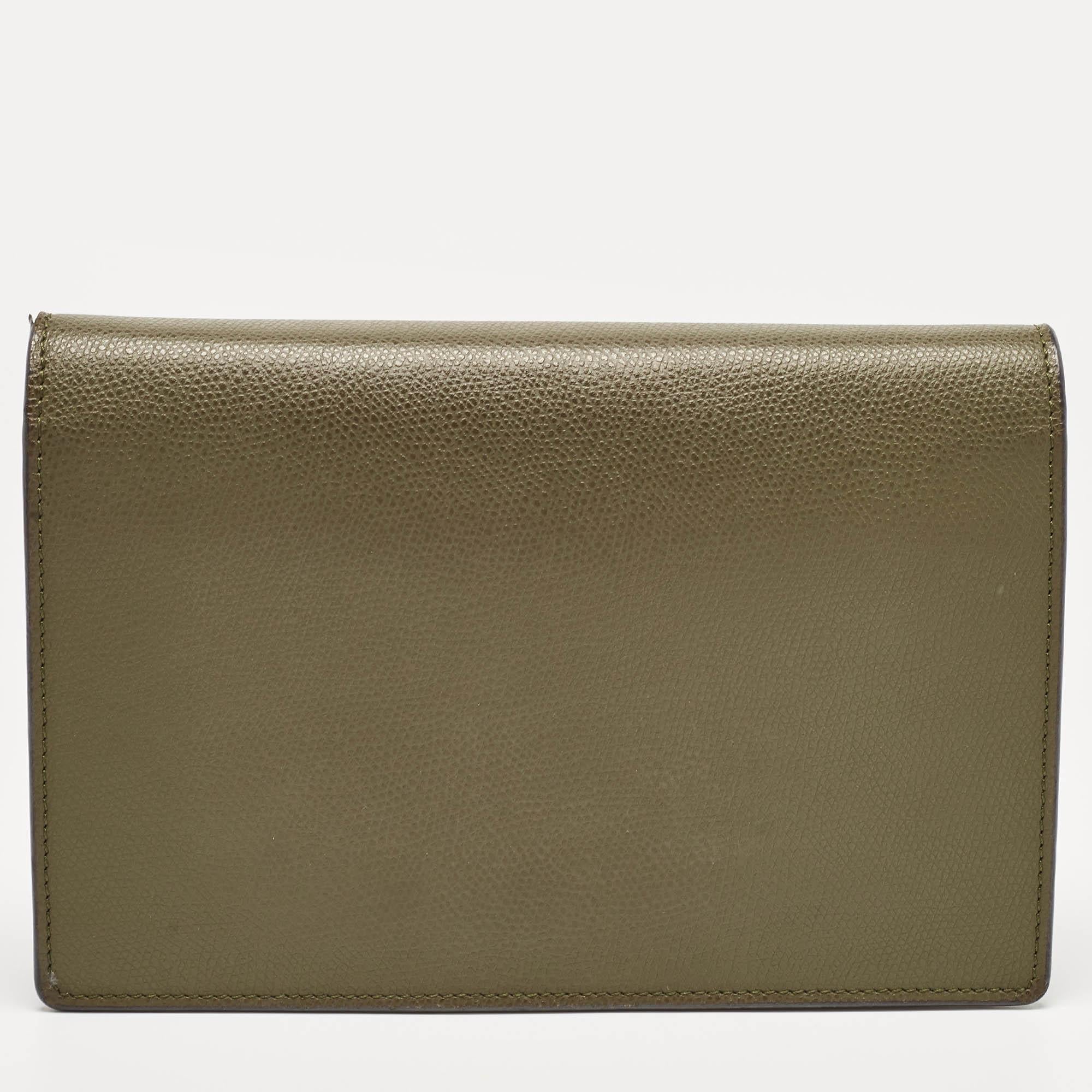 Fendi Olive Green Leather F is Fendi Wallet on Chain For Sale 3