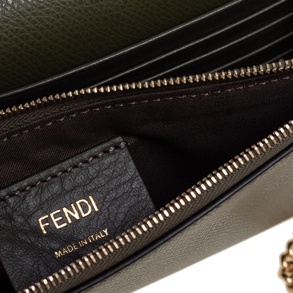 Fendi Olive Green Leather F Wallet On Chain 2