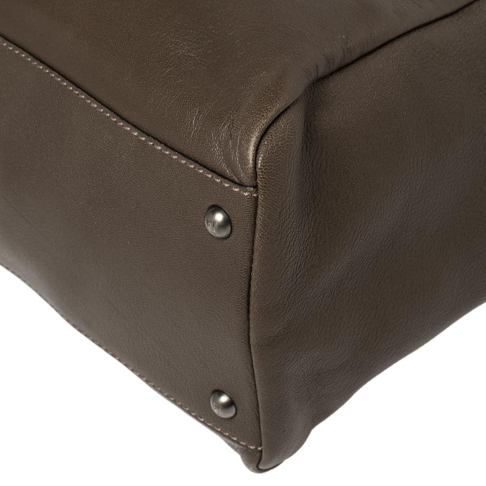 Fendi Olive Green Leather Large Peekaboo Top Handle Bag 1