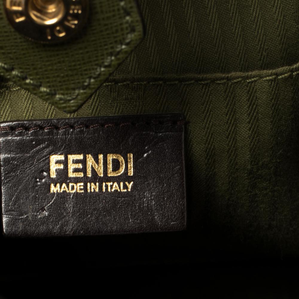 Fendi Olive Green Leather Medium 2Jours Tote 2