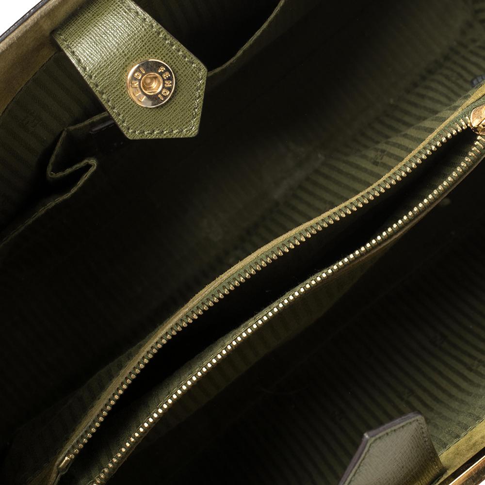 Fendi Olive Green Leather Medium 2Jours Tote 5