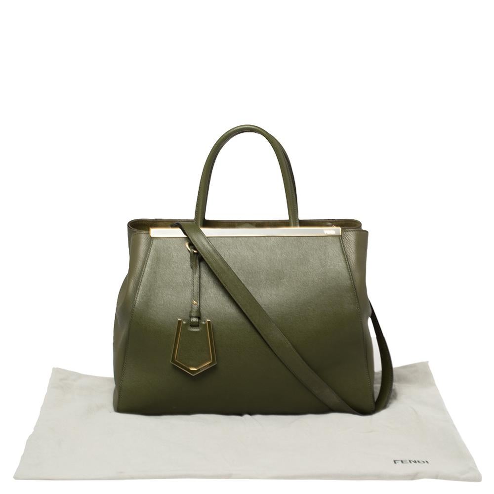 Fendi Olive Green Leather Medium 2Jours Tote 6