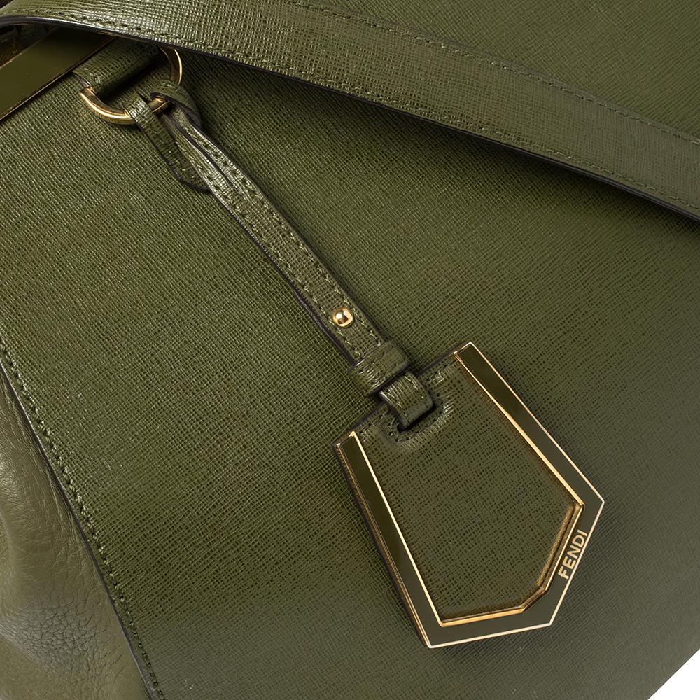 Women's Fendi Olive Green Leather Medium 2Jours Tote