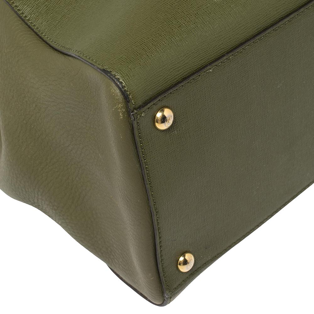 Fendi Olive Green Leather Medium 2Jours Tote 1