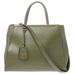 Fendi Olive Green Leather Medium 2Jours Tote