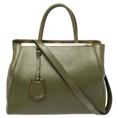 Fendi Olive Green Leather Medium 2Jours Tote