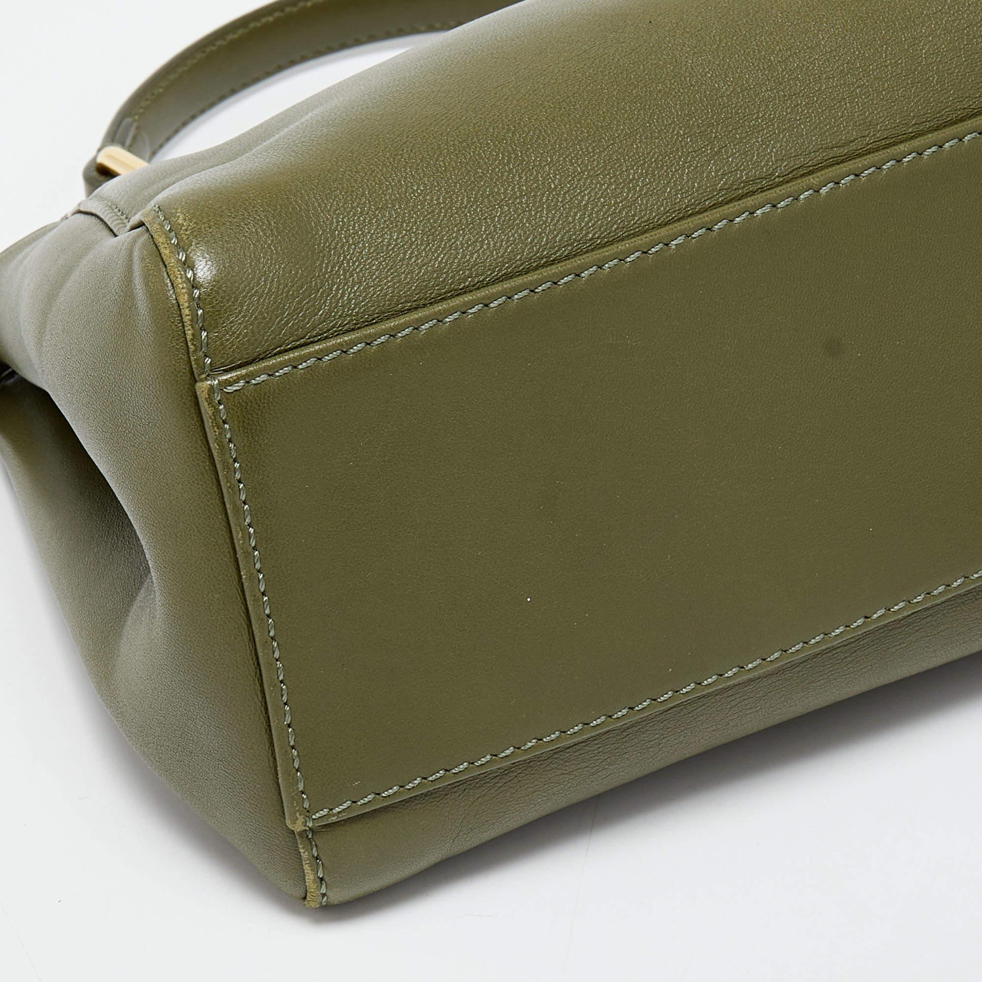 Fendi Olive Green Leather Mini Peekaboo Top Handle Bag 7