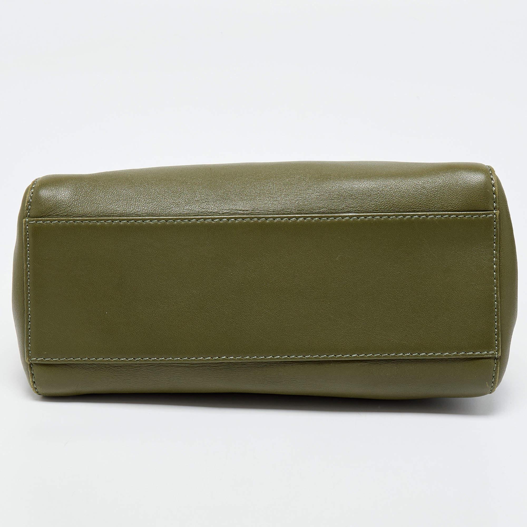 Fendi Olive Green Leather Mini Peekaboo Top Handle Bag 1