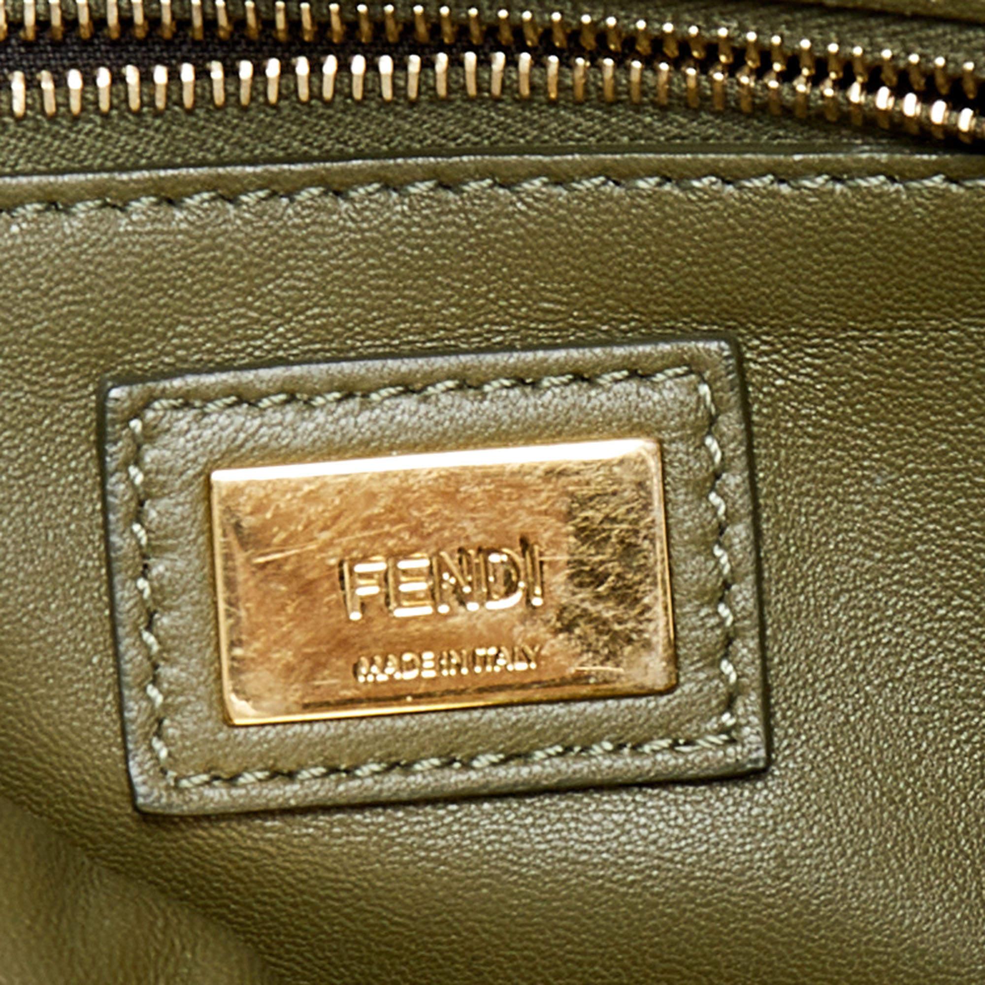 Fendi Olive Green Leather Mini Peekaboo Top Handle Bag 4
